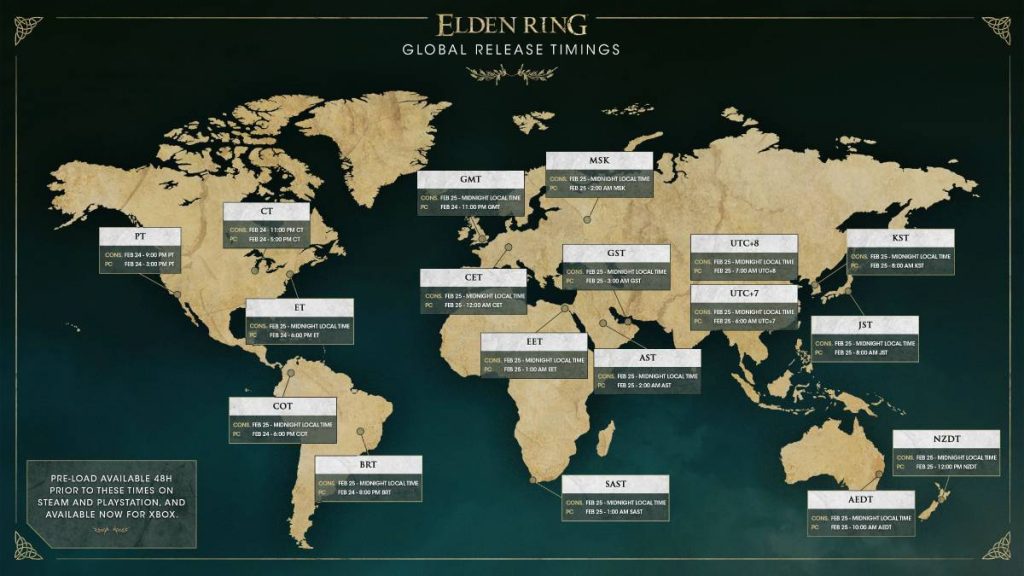 Tempi di rilascio globali di Elden Ring