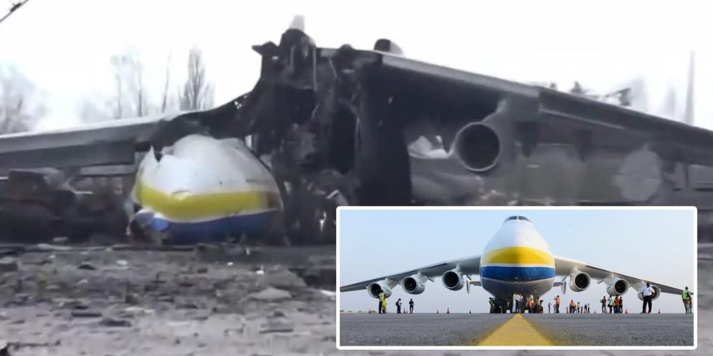 Enorme relitto aereo distrutto durante l'invasione russa dell'Ucraina