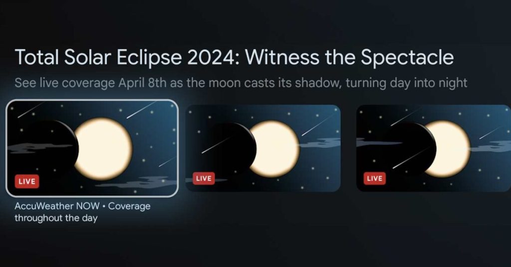 Google TV trasmette in streaming gratuitamente i migliori spot dell'eclissi solare