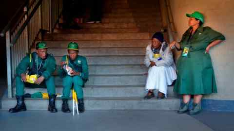 Le guardie dell'ANC durante una manifestazione pre-elettorale